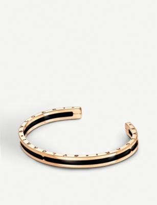 Bvlgari B Zero1 18kt Pink Gold And Black Ceramic Bracelet Cuff Selfridges Com