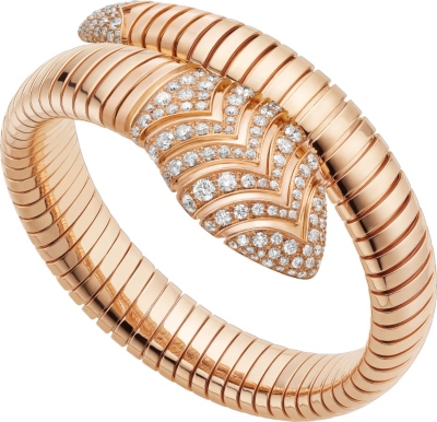 BVLGARI - Serpenti Tubogas 18kt pink-gold and diamond bracelet ...
