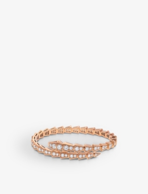 BVLGARI - Serpenti 18kt rose-gold and diamond pave bracelet ...