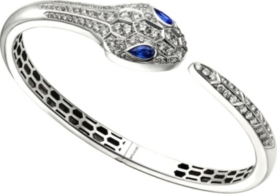Bvlgari Serpenti 18kt White Gold Blue Sapphire And Diamond Pave Bracelet Selfridges Com