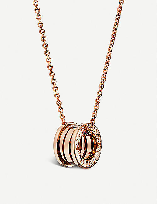 BVLGARI: B.zero1 18kt pink-gold pendant necklace