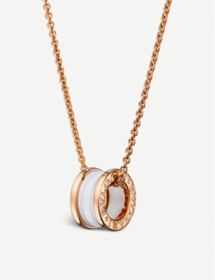 Bvlgari B Zero1 18kt Pink Gold And Ceramic Pendant Necklace Selfridges Com