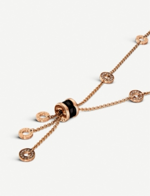 Bvlgari B Zero1 18kt Rose Gold Necklace With Black Ceramic And Pave Diamonds Selfridges Com