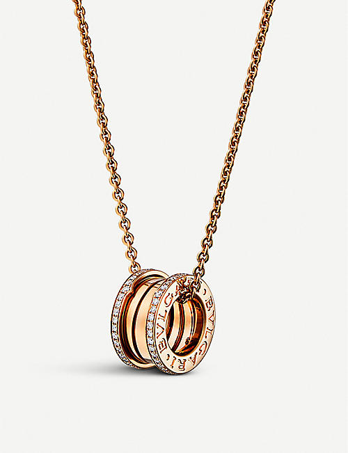 BVLGARI: B.zero1 18ct pink-gold and diamond necklace