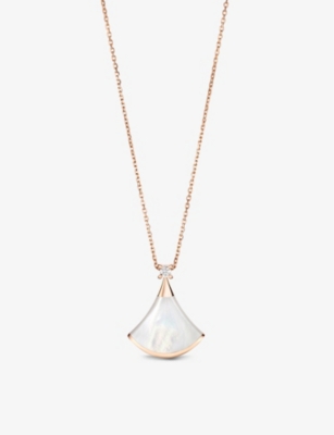 Divas’ Dream 18kt pink-gold with mother of pearl and pave diamond necklace