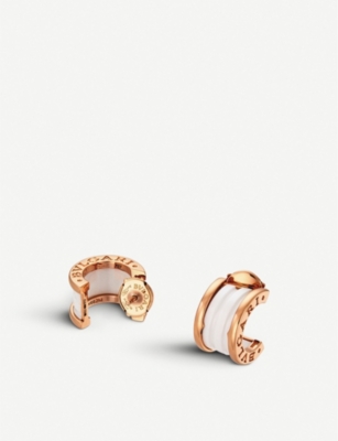 BVLGARI B.zero1 18kt pink-gold and ceramic earrings