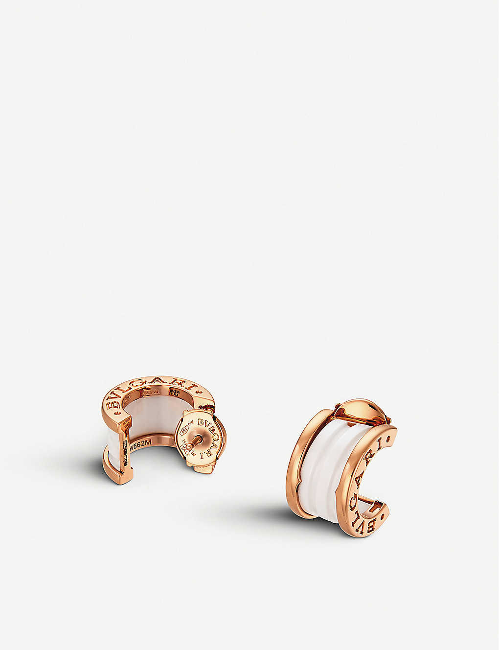 BVLGARI B.zero1 18kt pink-gold and ceramic earrings