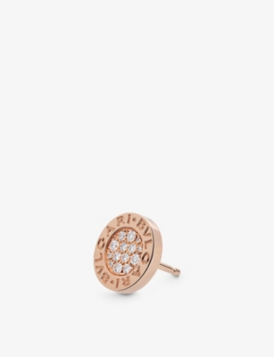 BVLGARI: Bvlgari Bvlgari 18ct rose-gold and pavé diamond earring