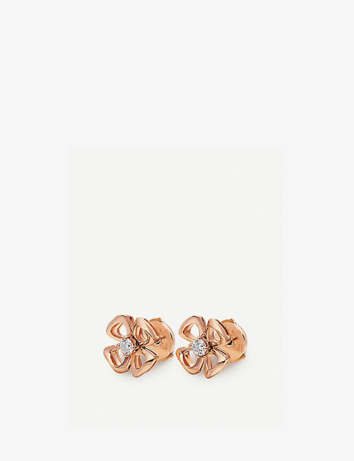 BVLGARI: Fiorever 18ct rose-gold and diamond earrings