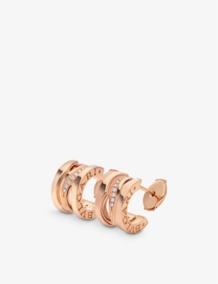 Shop Bvlgari Womens Rose Gold B.zero1 Xxth Anniversary 18ct Rose-gold And Diamond Earrings