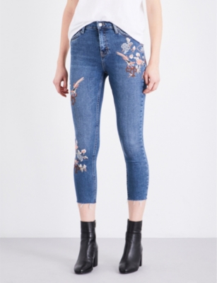 topshop jamie embroidered jeans