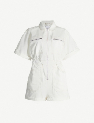 zip up denim playsuit