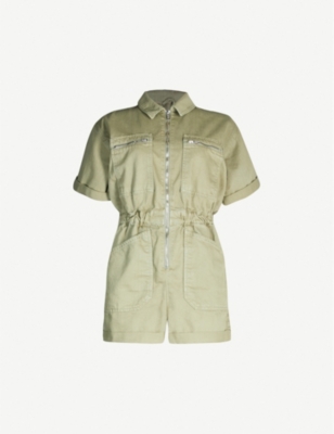 khaki denim playsuit