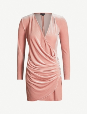 Topshop Draped Velvet Dress Selfridges Com