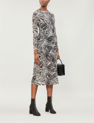 topshop zebra print mesh midi dress