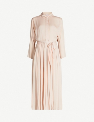 topshop satin pleat shirt dress