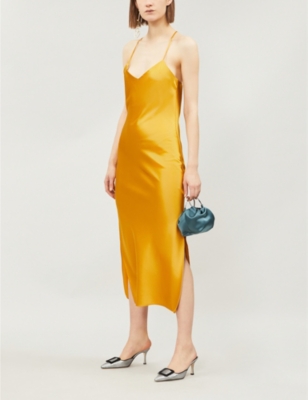 topshop yellow satin dress