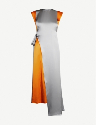 topshop orange satin dress