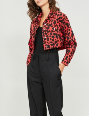 red leopard print denim jacket