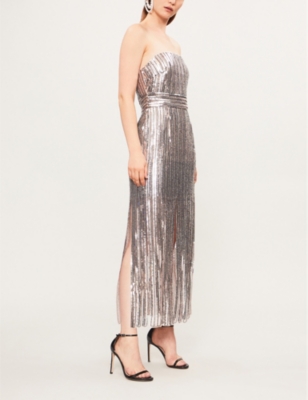 topshop sequin fringe bandeau dress