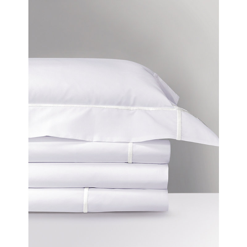 Shop Yves Delorme Blanc Athena Single Flat Sheet 180cm X 290cm In Blanc (white)