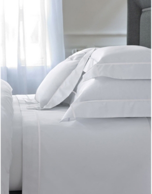 YVES DELORME: Athena Blanc cotton king-size flat sheet