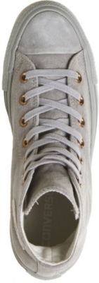 grey suede converse high tops with rose gold