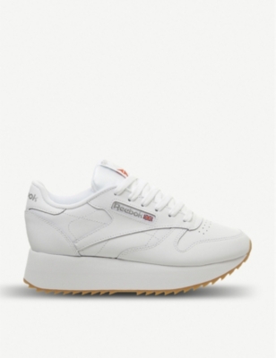reebok white classic leather double trainers