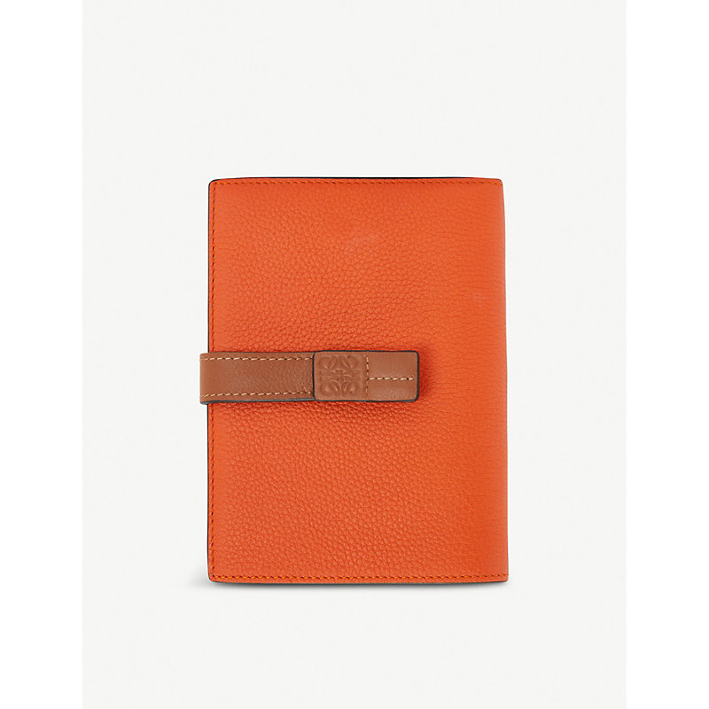 Loewe Medium Vertical Grained-leather Wallet In Orange