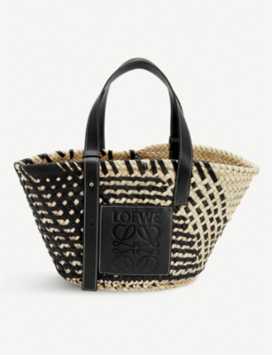 LOEWE - Hand-woven raffia and leather basket bag | Selfridges.com