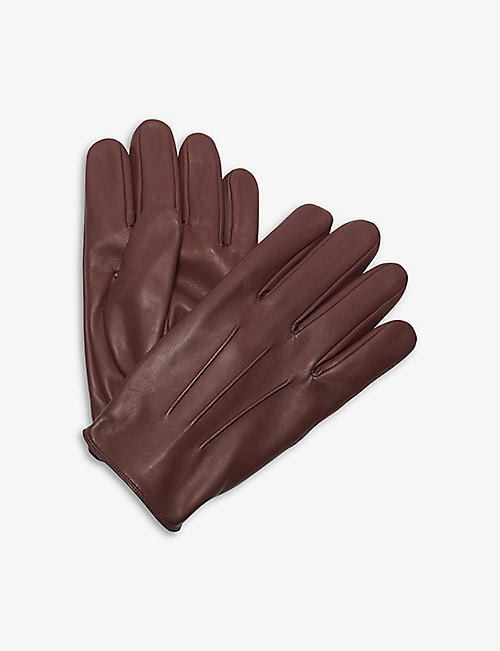 SANDRO: Pleated leather gloves