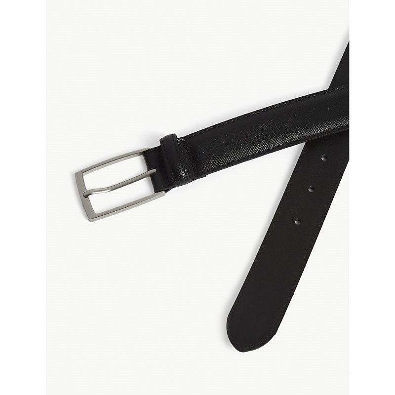 Shop Sandro Men's Black Saffiano Leather Belt