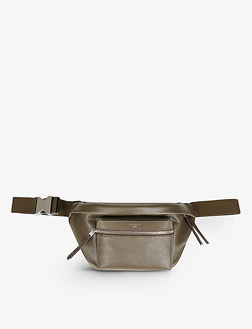 SANDRO: Logo-embossed faux-leather belt bag