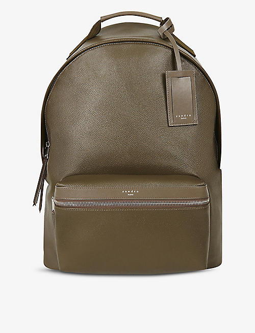 SANDRO: Grained leather backpack