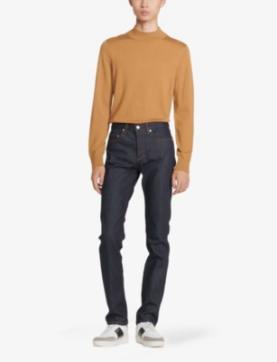 Sandro Wool Blend Formal Night Suit Pants In Raw Denim (black)
