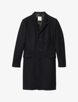 Shop Sandro Mens Black Single-breasted Wool-blend Coat