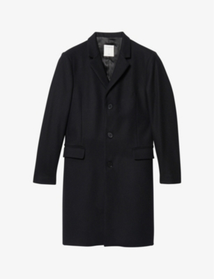 Shop Sandro Men's Black Single-breasted Wool-blend Coat