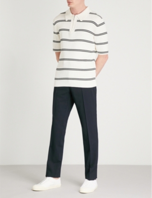 Sandro Mens Slim-fit Tapered Stretch-wool Trousers Navy Blue In Navy Blue