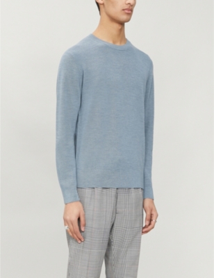Sandro Crewneck Wool-blend Jumper In Bluish Grey