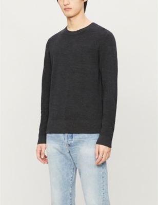 Sandro Crewneck Wool-blend Jumper In Charcoal Grey