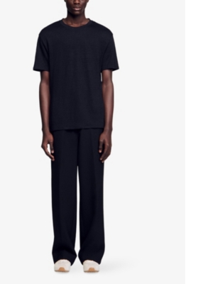 SANDRO: Crewneck linen-jersey T-shirt