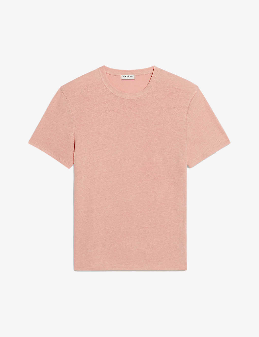 Shop Sandro Mens Jaunes / Oranges Crewneck Linen-jersey T-shirt