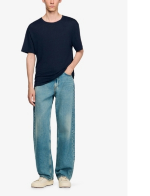 SANDRO: Crewneck linen-jersey T-shirt