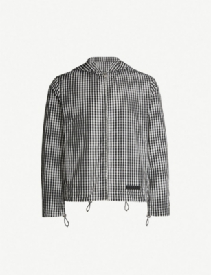 gingham hooded shirt