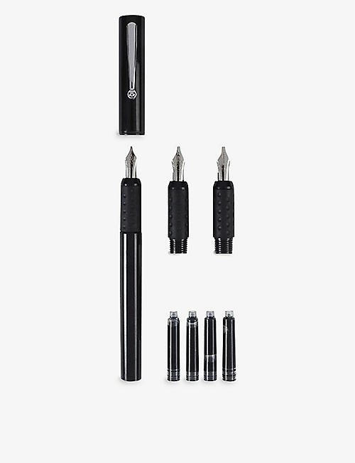 PAPERCHASE: Calligraphy black ink pen and cartridge refill set