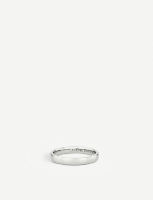 De Beers Wide Court Platinum And Hidden Diamond Wedding Band In White