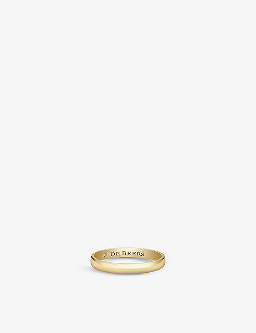 DE BEERS: Wide Court yellow-gold and diamond wedding band