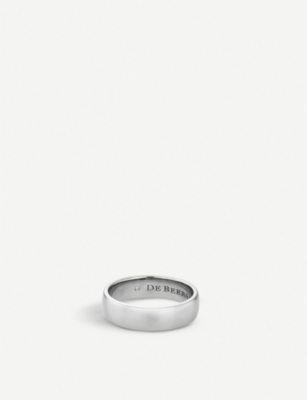 De Beers Wide Court Platinum And Diamond Wedding Band In White