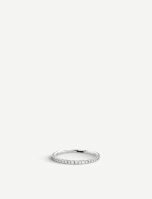 De Beers Aura White-gold And Diamond Band Ring In Silver
