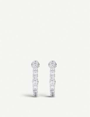 De Beers Womens Silver Micropavé 18ct White-gold And Diamond Earrings